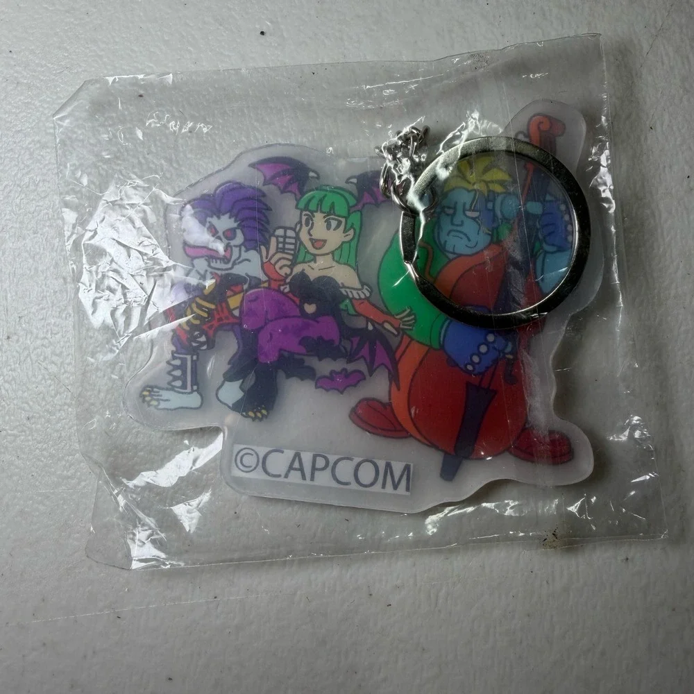 Capcom Darkstalkers Acrylic Keychain Morrigan Victor Lord Raptor Band Anime Art